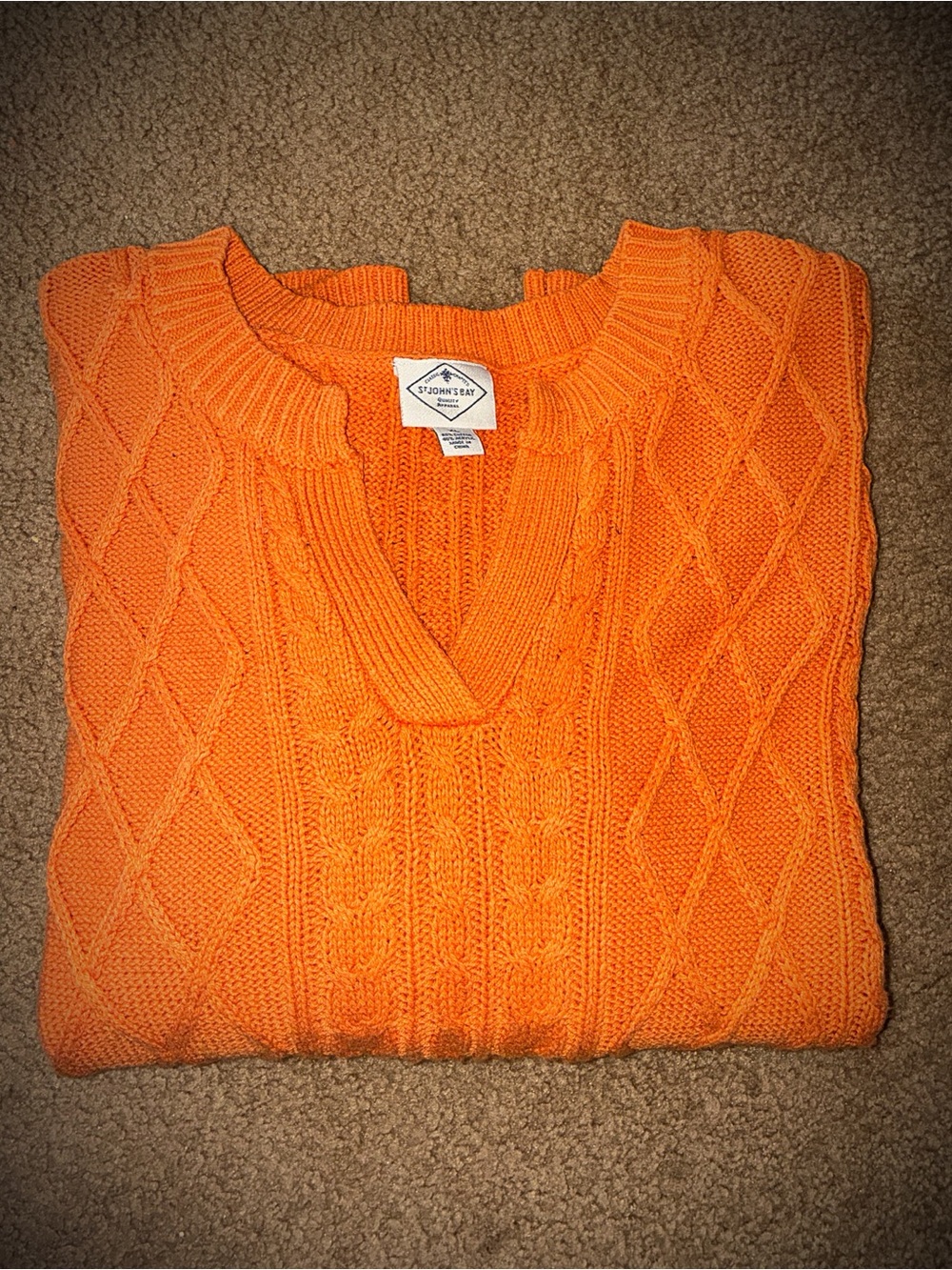 St. John's Bay Bright Orange Knit V-Neck Sweater